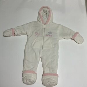 Mon Petit Vintage‎ Y2K Baby Girl Snowsuit 6-9M Hooded Bunting Outfit Princess